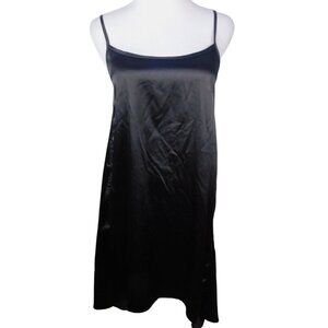 Gracia Womens Black Satin Slip Dress S Minimalist Chic